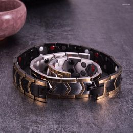 Link Bracelets Black Magnetic Bracelet Benefits Arrow Gold Colour Chain 15mm Steel Germanium Healing Energy Male