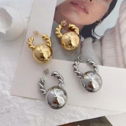 Hoop Earrings 5Pairs Hiphop Style Fashion Round Bead Gold Plated Smooth Large Ball Stud Drop Earring Jewelry For Women