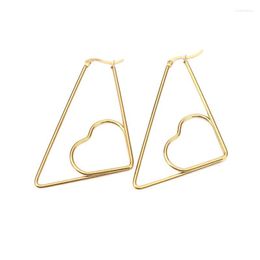 Hoop Earrings Womens Large Triangle Huggie Earring Stainless Steel Gold Colour Heart For Teens Party Accessories Valentines Gifts