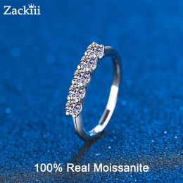 Rings 3MM Sterling Silver 0.5CT Moissanite Half Eternity Wedding Band Ring For Women 5 Stone Round Brilliant Cut Engagement Ring Set