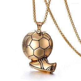 Pendant Necklaces Stainless Steel Soccer Ball Player Necklace Hip Hop Sports Jewellery Football