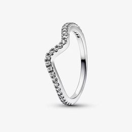 Sparkling Wave Ring for Pandora Authentic Sterling Silver Stacking Rings Set designer Jewellery For Women Sisters Gift Crystal diamond ring with Original Box