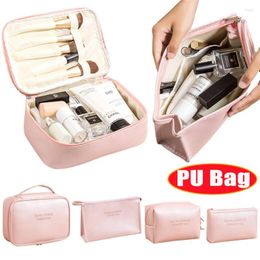 Storage Bags PU Cosmetics Brushes Holder Bag Water-proof Travel Digital Cable Case Large Bathroom Toiletries Organiser Container