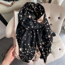Scarves 2023 Winter For Women Shawls Warm Wraps Lady Cashmere Pashmina Stars Print Blanket Scarf Neck Headband Hijabs Stole