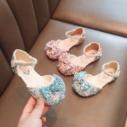 New Girls Pearl Sandals Summer Lovely Bow Princess Shoes Little Girls Sandals Children Performance Shoes