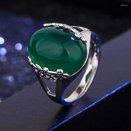 Cluster Rings DIWENFU S925 Sterling Silver Ring For Women Men Green Emerald Gemstone Turquoise Bizuteria Solid 925 Jewelry