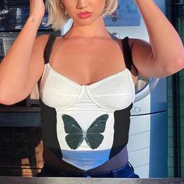 Women's Tanks Fashion Women Y2k Camis Tops Butterfly Print Summer Strappy Bare Midriff For 2023