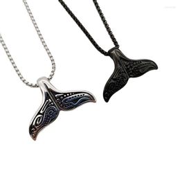 Pendant Necklaces Vintage 316 Stainless Steel Whale Tail Necklace Mens Women Creative Fashion Long Chain Animal Fish Jewellery