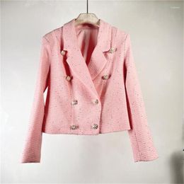 Women's Jackets Ladies Thin Slim Fit Jacket Women Short Coats Spring Summer Double-breasted Suit Collar Top Pink White Fashion Clothes