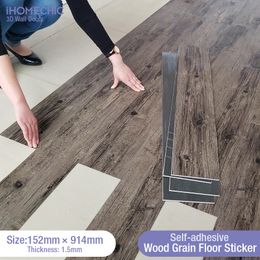 Wall Stickers 91x15cm 3D Sselfadhesive floor sticker Thicken Wood Grain Floor Wallpaper 3d Sticker Waterproof room wearresistant sticke 230520