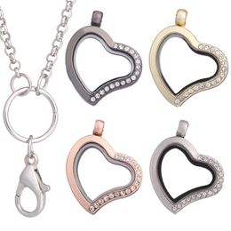 Pendant Necklaces 10Pcs/lot Half Heart Sparkling Magnetic Memory Living Floating Charms Locket Women Wedding Gift Jewelry