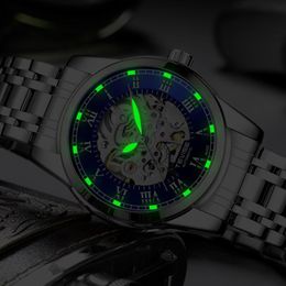 Armbanduhren Tourbillon Skeleton Uhr Männer Luxus Automatische Herrenuhren Mode Mechanische Armbanduhr Wasserdicht Vollstahl Orologio UomoWr