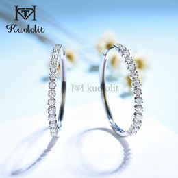 Earrings Kuololit 585 14K 10K White Gold Hoop Bubble Earrings for Women Moissanite Solitaire Drop Earring for Engagement Christmas Gifts