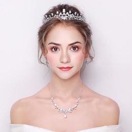 Necklace AAA Zircon Crystal Crown Headgear Bridal Jewelry Set Ornaments Wedding Dress Accessories Extravagant Cubic Zirconia High Quality