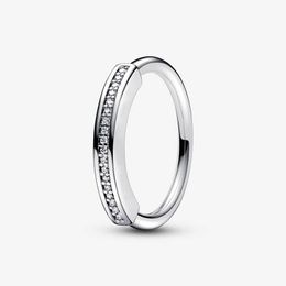 Signature I-D Pave Ring for Pandora Authentic Sterling Silver Party Rings designer Jewellery For Women Mens Crystal diamond Couple's ring with Original Box Set