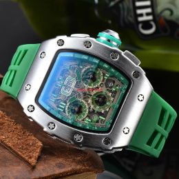 new sports quartz watch business fashion electroplating process six needle running second design wine barrel type watch