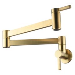 Kitchen Faucets Copper Square Double Switch Basin Faucet In-wall Foldable Single Cold Mop Pool Extension