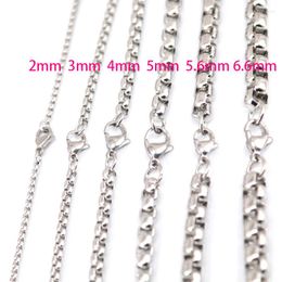 Pendant Necklaces 5pcs 2mm 3mm 4mm 5mm 5.6mm 6.6mm Stainless Steel Box Necklace Chain For Women Men Locket