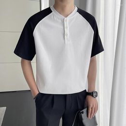 Men's T Shirts 2023 Summer Short Sleeve T-shirt Men Fashion Casual Oversized Standing Neck Tshirt Korean Loose Mens Top S-2XL