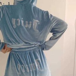 2023 New Women Velvet Two Piece Set Juicy Coutoure Tracksuit Sweatsuits for Pants Sets 979