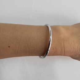 Bangle High Quality Copper Metal Bracelet Silver Plated Round Slim Personality Simple And Smooth For Women