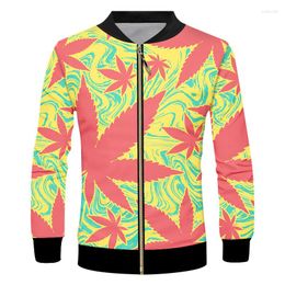 Men's Jackets IFPD EU Size Men's Casual 3D Cool Print Colorful Leaf Jacket Long Sleeve Zipper Coat Sweatshirt Maple Plus Tracksuits