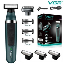 Electric Shavers VGR Beard Shaver Professional Razors Waterproof Hair Cutting Machine Dual-Sided Blades Shaving for Men V-393 230520