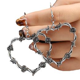 Hoop Earrings Punk Barbed Wire Heart For Women Gothic Drop Earring Little Thorns Hip-hop Jewellery Gift