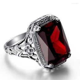 Cluster Rings DIWENFU 925 Sterling Silver Red Ruby Ring For Women Bizuteria Topaz Gemstone Retro Engagement Jewellery Box