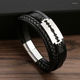 Charm Bracelets High Quality Leather Bracelet Men Classic Fashion Multi Layer Braided Wrap For Jewellery Gift