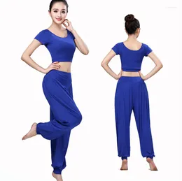 Stage Wear 2023 Short Sleeve Top Loose Pants Ballet Suit Female Adult Square Dance Performance Dress 2pcs Suits