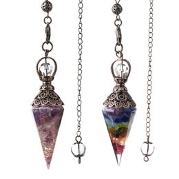 7 Chakra Healing Crystals Pendulum for Dowsing Divination Quartz Natural Stone Pendulums Antique Reiki Pendant