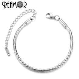 Bracelets Reamor On Sale Adjustable Snake Link Bracelet With Extender Chain Titanium Stainless Steel For European Bead DIY Charms Bracelet