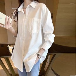 Women's Blouses White Blouse Shirt Women Inner Layer Layering Elegant Mid Length Versatile Fashion Design Long Sleeved Female Top