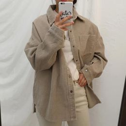 Women's Jackets Zoki Harajuku Corduroy Women Shirt Autumn Long Sleeve Thin Coats Casual Vintage Pocket Female Button Up Overcoats 2023