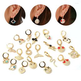 Hoop Earrings 1PC Mini Hinged Dangle Earring Dangling Ear Huggers Jewellery For Teen Girls And Women Sparkling CZ Small