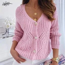 Women's Sweaters Fall 2023 Women Clothing Retro Japanese V-neck Loose Lazy Long Sleeve Knitted Cardigan For 16873