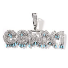 Hip Hop A-Z Custom Name Letters Numbers Pendant Necklaces Drop Oil Glow at Night