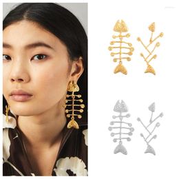 Dangle Earrings Fish Bone Stud Fashion Piercing Simple Asymmetric Ear