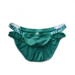 Underpants Men's Underwear Quick Dry Low Waist Letter Sexy Gay Mesh See-Through Briefs