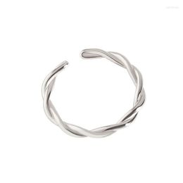 Cluster Rings 925 Sterling Silver Ring Simple Temperament Gold And Fried Dough Twists Opening Women's Versatile