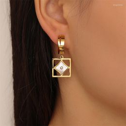 Dangle Earrings WeSparking EMO Gold Plated Stainless Steel Drop With Shell Charm Pendant C Shape Stud For Women