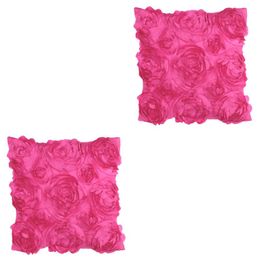 Pillow Case 2pcs 42X42CM 3D Rose Flower Square Throw Cushion Cover Sofa Home Room Car Seat Decor (Rose Red)