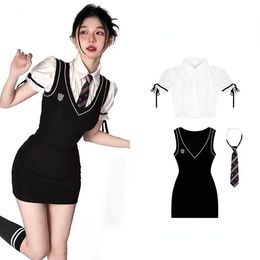 Dresses New College Style Summer New Korean College Style Fried Street Hot Girl Suit Skirt Summer Slim Slimming Hip Skirt JK Uniform