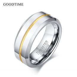 Rings Trendy Tungsten Carbide Ring For Men Fashion Blue Band Jewellery Engagement Wedding Ring Jewellery Gift For Male Party