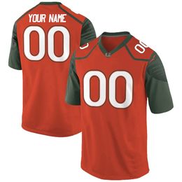 Custom Miami Hurricanes jerseys Customise men college white green orange us flag fashion adult size american football wear stitched jersey