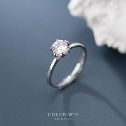 Cluster Rings COLUSIWEI Open Adjustable Dazzling Clear CZ For Women 925 Sterling Silver Wedding Engagement Statement Band Fine Jewelry