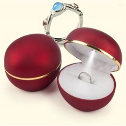 Jewelry Pouches Ly Fashion Round Led Light Epoxy Coated Box Egg Shape Ring Earrings Luxury Gift Display Rack Wholesale