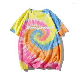 Men's T Shirts Summer Cotton T-Shirts Men Printed Tie-dye Tees Mens Hip Hop Street Plus Size Couple Fashion Short Sleeve Tops Male