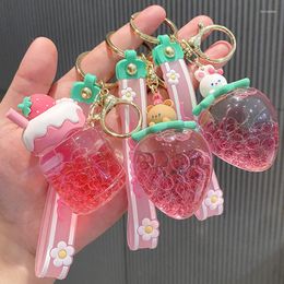 Keychains -selling Strawberry Shape Keychain Pink Girl Heart Into Oil Bag Pendant Exquisite Fashion Trend